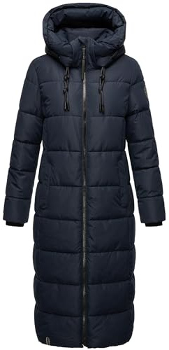 MARIKOO Damen Wintermantel warmer Steppmantel lang mit abnehmbarer Kapuze Nadeshikoo XVI XS-5XL