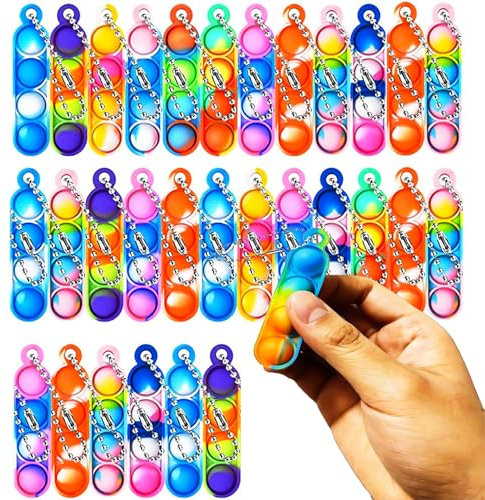 Silikon Regenbogen Stress Relief Hand Toy, 30 Stück Pop Push It Toy, Mini Fidget Toys, Pop It Bubble Finger Toys Autismus for Adhs Squeeze Toys, Stress Reliever Anti-Angst Für Kinder Erwachsene
