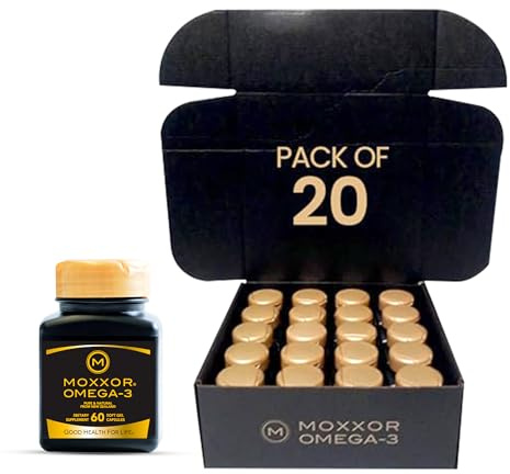 Moxxor Omega 3 New Zealand Green Lipped Mussel Oil Soft gels for Joint Support and Mobility, Heart & Immune Support, No Fishy Aftertaste, 20-Pack,1200 Soft gels, 2-Soft gels Per Day, 600 Day Supply
