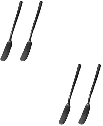 DECHOUS 4piezas Cuchillo De Mantequilla De Acero Inoxidable De Utensilios De Cocina para Untar Queso Mermelada y Crema Color Negro
