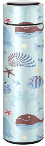 KAAVIYO Meerestier Cartoon Fisch Wasserflasche Wasserkanne Edelstahl Isolierte Isolierflasche Auslaufsicher