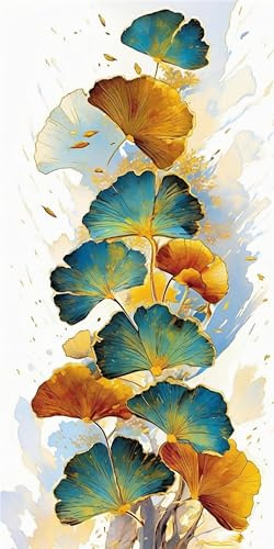 Dooqon 5D Diamond Painting Kit Complet Ginkgo Biloba, Square Diamond, DIY Diamand Painting Diamant Painting Adulte Enfant Broderie Point de Croix Painting Set pour Murale Maison Décor 80x45cm K-88