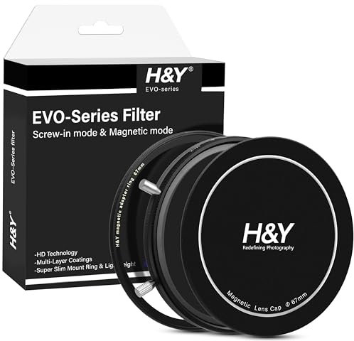 H&Y Filtro ND variabile da 67 mm Filtro a densità neutra variabile ND3-1000 Filtro VND e filtro CPL a vite e filtro magnetico 2 in 1 con anello adattatore magnetico, serie EVO