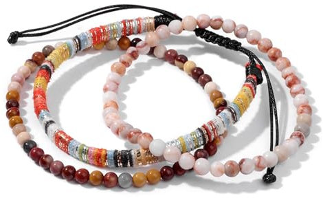 Armbänder Für Frauen – Wickelarmbänder, Handgefertigt, 19 Cm, Buntes Seil, Geflochtenes Strandarmband, 4 Mm, Natürliche Bunte Steine, Schmuck Für Frauen, Geburtstag, Valentinstag, Jahrestag –