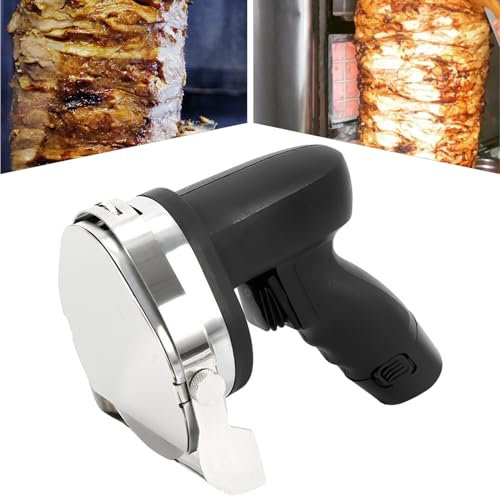 Atnhyruhd Dönermesser Shawarma Cutter Dönermesser Wiederaufladbare Barbecue Wireless Wiederaufladbare Grillklinge Kebab Gyros Slicer 80W Wiederaufladbar und kabellos Cutter Dicke 0-8 mm