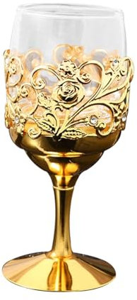 JISADER Vintage Kelch kleine Blumen Muster Trinkglas zeremonielle Trinkgeschirr Dekoration, 1 Stück