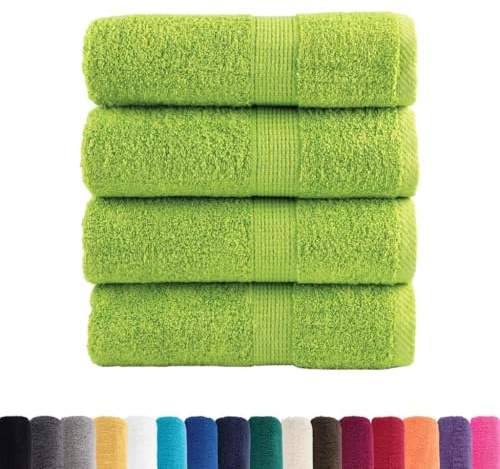 vidaXL Asciugamani per Ospiti 4 pz Verdi 30x50 cm 600g SM 100% Cotone, Asciugamano, Asciugamano per Il Viso, Set di Asciugamani da Bagno, Telo da Bagno