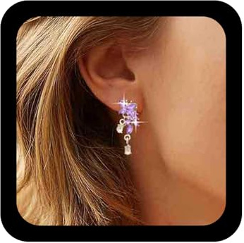 Aneneiceera Boucles D'oreilles Cristal Violet Boucles D'oreilles Papillon Violet Boucles D'oreilles Raisin Cz Boucles D'oreilles Grappe Boucles D'oreilles Chandelier Violet Bijoux Pour Femmes