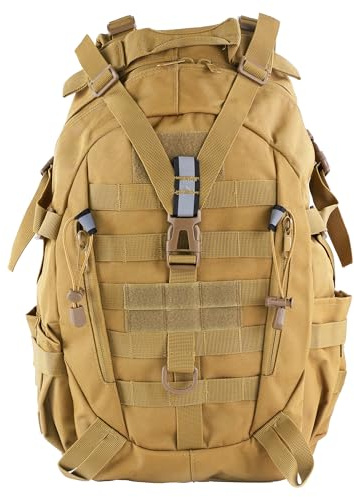 aiGear Tactical Backpack for Men, 25L Military Backpack, 3-Day Bug Out Bag for Camping Hiking Hunting with Molle System Army Daypack (25L Khaki)