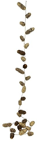 Künstliche Weihnachtsgirlande mit Zapfen 180cm Weihnachtsdeko Girlande Ranke Kette Weihnachtsdeko Deko für Weihnachten Künstliche Ranke Zapfengirlande Hänger Adventsdeko Adventskranz Zubehör, Gold