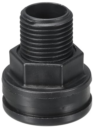 PATIKIL Raccord de Passage en Polypropylène 1/2, Connecteur de Réservoir d'eau à Passage avec Joint d'Étanchéité en Silicone pour Tuyau d'Arrosage de Jardin, Seaux de Pluie, Noir