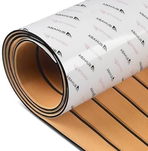 Abahub Teca Sintética Barco Alfombra Autoadhesiva Espuma EVA Accesorios Náuticos Barcos Suelo Antideslizante Alfombra Cubierta Barco Marino para Barco Yate 121x42cm, 243cm x6/42/60/73/91/115cm