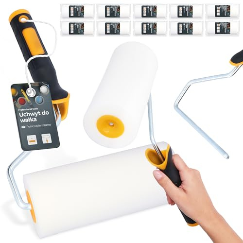 10x Schaumwalze 18 cm Schaumrolle Ersatzwalze Lackierwalze Lackierrolle Malerset Farbe Lack Beize Farbbügel Farbroller Set Schaumstoff Malerei Renovierung