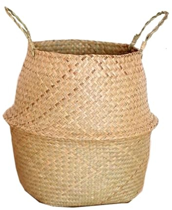 GIJMZY Pot de Fleurs de avec Doublure Paniers en jonc de mer tissés, 3 pièces, paniers en Osier, Pot de Rangement for Plantes, Panier à Linge, Pique-Nique et épicerie(S)