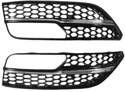 Nebelscheinwerfer-Lampen-Grill-Abdeckung, Waben-Hex-Frontgrill, kompatibel for Audi A3 Schrägheck 2013 2014 2015 2016 8V3807681 8V3807682(Chrome Silver)