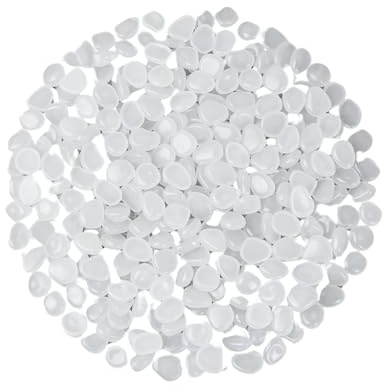 300 Pcs White Pebbles for Garden, Decorative Stones, Small Garden Pebbles for Landscaping, Fluorescent Stones for Decoration, Outdoor Accessories (1cm)