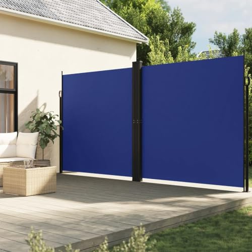 IKAYAA Tenda Laterale Retrattile Tenda Laterale avvolgibile Paravento Balcone Privacy Giardino Esterno Parasole, Oscurante, Tenda Laterale avvolgibile, per Balcone, terrazza-Blu-220 x 600 cm