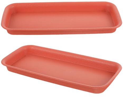 HIAKDOFT 2 Pezzi Vassoio Rettangolare per Piante Sottovaso Riutilizzabile per Fioriere Colore Terracotta Protegge Macchie