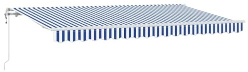 vidaXL Tenda Retrattile Blu e Bianca 4 x 2m di, con Struttura in Metallo e Alluminio, Resistente all'Acqua e ai Raggi UV. È Un ombrellone Elettrico da Montare a Muro, con braccioli Regolabili e fode