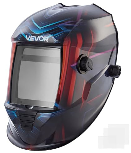 VEVOR Casco de Soldadura con Oscurecimiento Automático Solar, Pantalla a Color Real de 100 x 80 mm, con 4 Sensores de Arco, Tono DIN 4/5-9/9-13, para Soldadura TIG, MIG y Arco, Estilo Ciberpunk