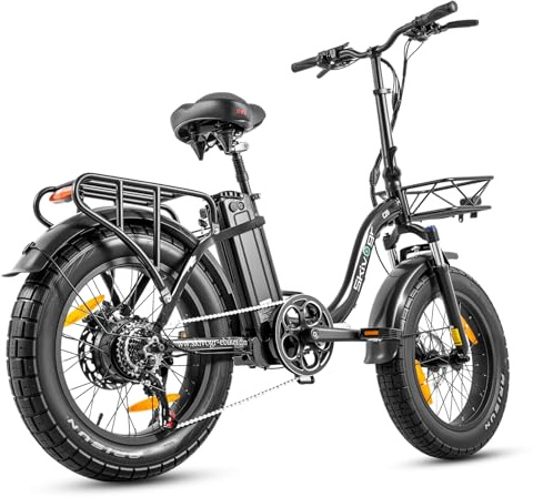 20 Zoll E-Bike Klapprad, Faltbares City Elektrofahrrad mit 48 V 20Ah Lithium Akku, Drehmomentsensor, 8-Gang Getriebe, 250W Motor, 4.0 Fettreifen, Pedelec EBike für Erwachsene, Herren Damen. (Schwarz)