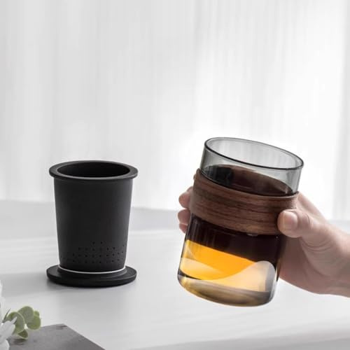 LEEDJUINE Juego de té individual con infusor de té de vidrio, 350 ml, taza de té de cerámica resistente al calor