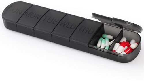 Tablettenbox 7 Tage,GeeRic Tragbare Tablettenbox mit separaten FächernBPA-freier tragbarer Pillenbox für Medikamente, Vitamine, Fischöl, Nahrungsergänzungsmittel