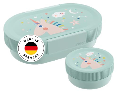 SIGG Lunchlåda set för barn – Lumo Unistar – matlåda med extra burk – fjäderlätt brödlåda enhörning – 2-i-1 – BPA-fri – ljusblå – 0,8 l