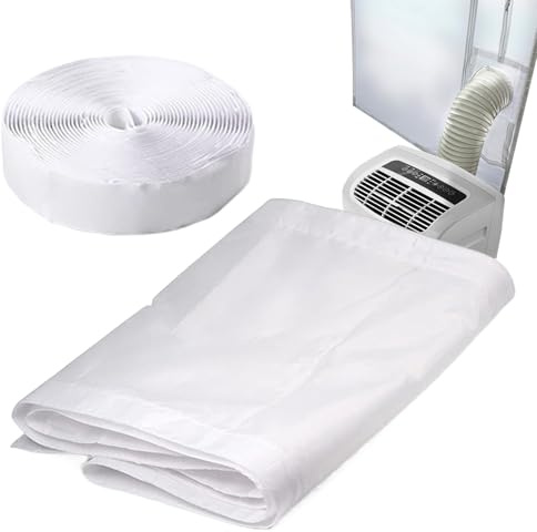 Kit De Sellado De Ventana De Aire Acondicionado - Aire Acondicionado Portátil Y Secadoras | Kit De Sellado Universal Para Puerta Corredera Con Mangueras Dobles | Longitud Ajustable De 10x75 A 91 Pulga