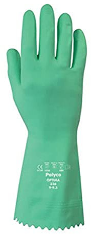 Polyco 327 Optima Chemical Resistant Flock Lined Gloves, Single Pair, Size 10/X-Large, Green