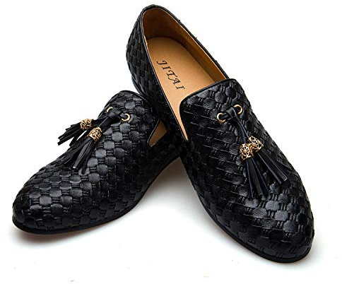 Mocassins à enfiler vintage nobles en velours brodé pour homme, Noir (noir), 44 EU