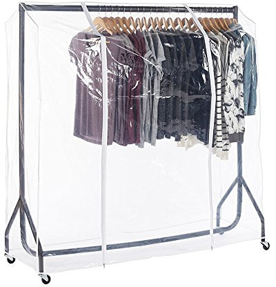 Shopfitting Warehouse Black Heavy-Duty Clothes Rail with Clear Cover 5ft wide
