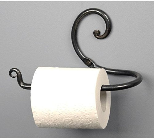 GoCraft Porta carta igienica da bagno fatto a mano, dispenser in metallo forgiato a parete in ferro battuto, contenitore rustico per bagno, accessorio durevole ed elegante per la decorazione del bagno