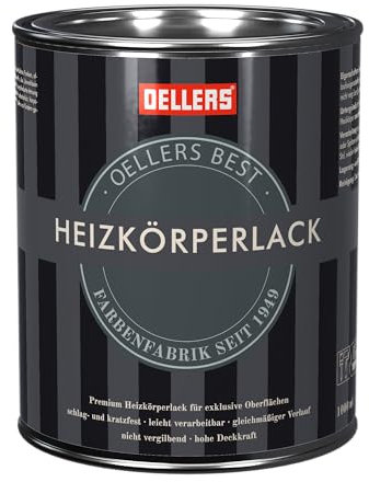 OELLERS Premium Heizkörperlack, 1 Liter, RAL 7016 Anthrazit, Vergilbungsschutz, glänzend, temperaturbeständig, beste Ergebnisse für exklusive Oberflächen,