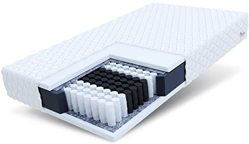 FDM Borneo Matratze 80x200 7-Zonen Taschenfederkernmatratze Härtegrad H3 Polyurethanschaum 17 cm Höhe Zweiseitig Abnehmbarer Bezug Waschbar