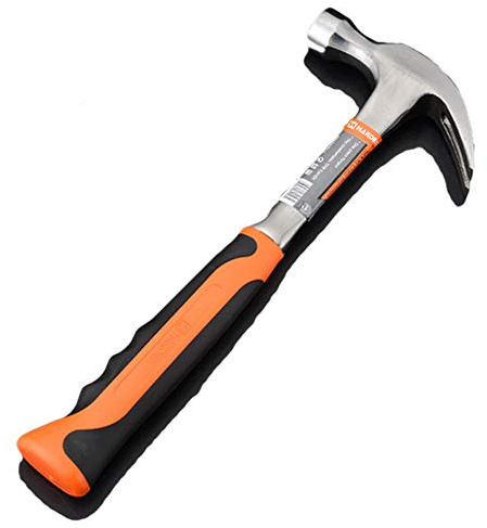 Edward Tools Harden Forged One Piece Steel Claw Hammer 16 oz - Pro Steel Strength for Contractors, Roofers, Carpenters, Serious DIYers - Shock Absorbing Grip - Smooth Polished Face