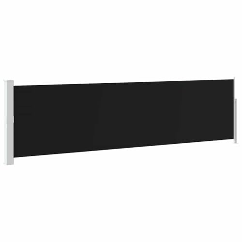 vidaXL Tenda laterale retrattile per patio, tenda laterale con frangivista, capannone da giardino, terrazza, balcone, esterno, resistente ai raggi UV, 140 x 500 cm, colore: nero