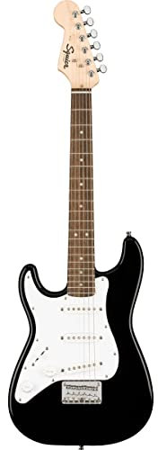 Fender Squier Mini Strat V2, Chitarra Elettrica per Bambini e Principianti, Mancina, Nera, Include Corsi Online Fender Play, Chitarra per Bambini, Chitarra per Principianti