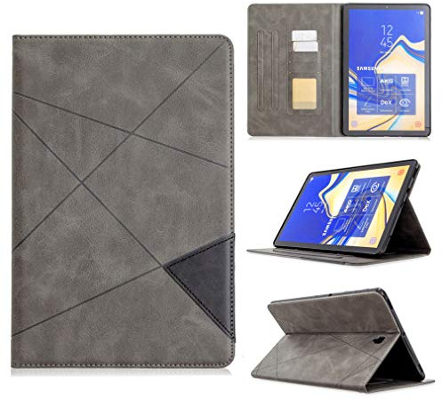 LMFULM® Hülle für Samsung Galaxy Tab S4 SM-T830 / T835 (10,5 Zoll) PU Lederhülle Tasche Smart Case mit Ständer Schutzhülle Flip Cover Kühles Polygon Grau