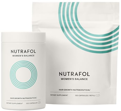 Nutrafol Women's Balance Hair Growth Supplements, Dermatologist Recommended, Ages 45 and Up, Clinically Proven for Visibly Thicker Hair and Scalp Coverage - 2 Month Supply, Pack of 2