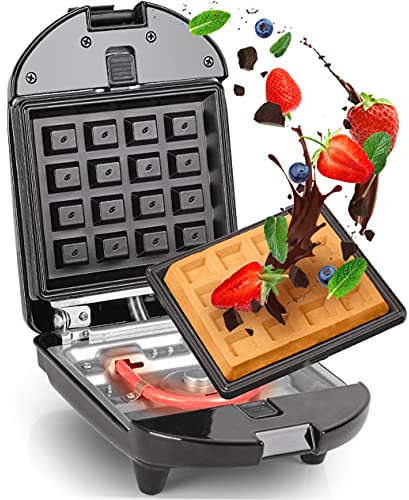 Duronic 2-in-1 Single Waffle Maker and Mini Grill WM52 | Detachable and Interchangeable Plates | 520W | Non-Stick | Automatic Temperature Control | Compact Snack Maker |Toasties, Eggs, Grilled Meats