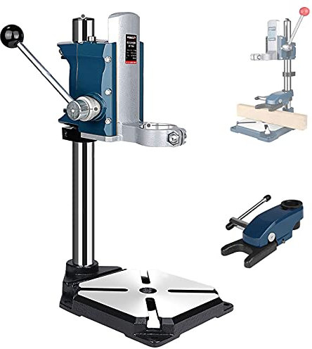 YAOYAOO Supporto Colonna Trapano, Trapani a Colonna da Banco con Morsa o Piastra di Pressione, Multifunzione Colonna per Trapano Verticale Rotazione di 90 ° per Forare e Tagliare