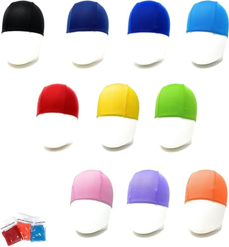 AQASKIN Cuffie Nuoto Professionali in Poliestere Monocolore - SCONTI QUANTITÁ - Cuffia Piscina Unisex ad Effetto Fasciante. Quantità Confezioni da 50-100-250-500-1000 PZ.
