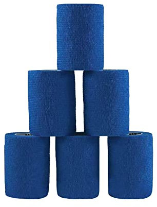 1/3/6 Haftbandagen Größe+Farbe wählbar - selbsthaftende Bandage Fixierverband selbstklebend, Farbe:6 Stück | 7.5 cm | blau