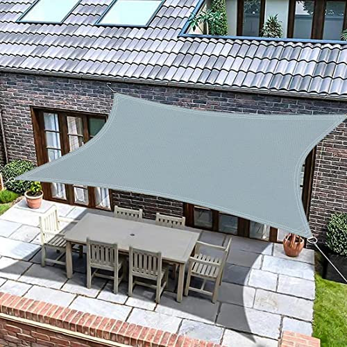PHYLES Voile d'ombrage Rectangulaire 4x3m, PES Toile d ombrage Imperméable, 95% UV Protection pour Jardin Terrasse, Piscine, Camping, Pergola, avec Corde (Gris)