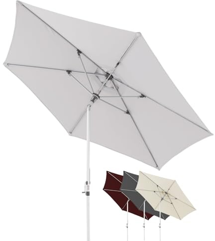 Doppler Sonnenschirm AluPro Neo Kurbel 305cm I 6-eckiger Sonnenschirm für Balkon & Terrasse I Schirm knickbar I Öffnen & Schließen durch Kurbel I Höhenverstellbar