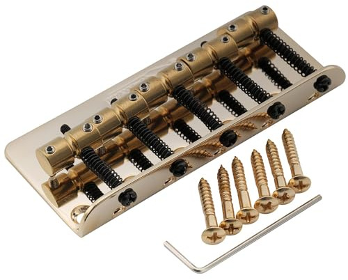 Wilkinson WBBC5 18mm 5-Saiter Bass Steg Bridge Messing Saitenreiter für Precision Jazz Bass, Gold