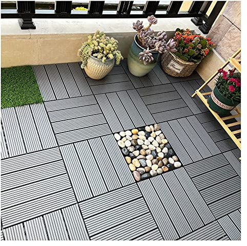 Piastrelle in Legno Pavimento per Balcone in Plastica di Legno Spesso 2,2 Cm, Piastrelle per Esterni per Patio/Balcone/Giardino, Impermeabili E Durevoli per Tutte Le Stagioni