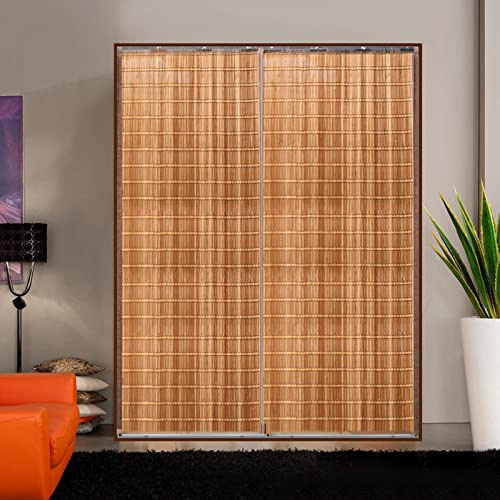 X1NGFU Tenda di bambù Porta Scorrevole,Avvolgibili for Porte A Soffietto,Tenda A Pannello,Pieghevole Tenda Finestra con Occhielli,per Soggiorno E Camera da Letto Partizione (W140xH80cm (55X32in))