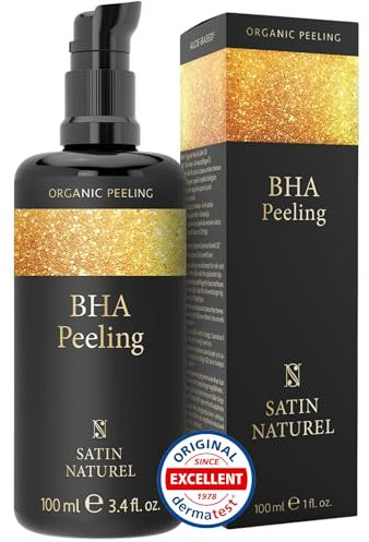 Satin Naturel Salicylsäure (BHA) Liquid Peeling 100ml mit BIO Aloe Vera - 100% Vegan - Gesicht Exfoliant gegen Mitesser, Pickel & unreine Haut - Poren verkleinern - Für empfindliche Haut - Skincare